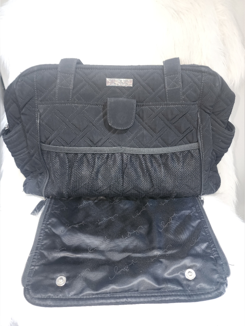 Vera Bradley Black Quilted On the StrollTote Bag Diaper Bag - Picture 4 of 9